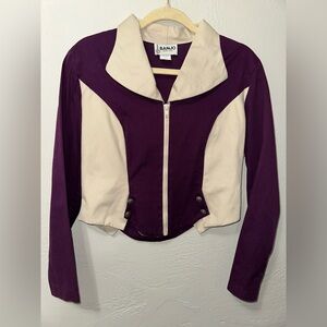 VTG Women's Banjo Rodeo Western Boho Zip Up Cropped Blazer Suit Jacket